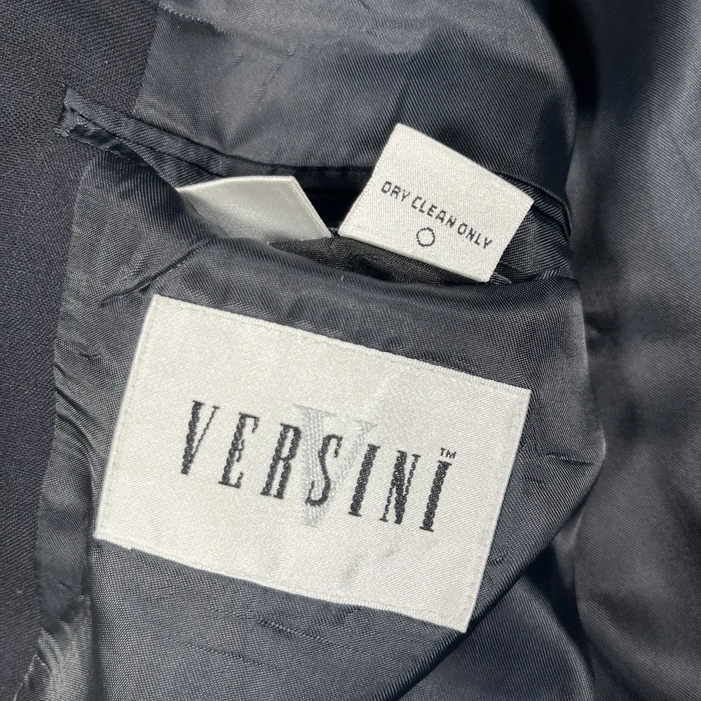 Versini Men's Blazer Sport Coat Size 41L Black 100% Wool 2 Gold Button *EUC